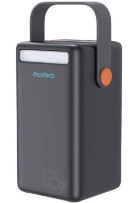УМБ Choetech 50000mAh, PD3.0 65W USB-C, QC3.0, 3хUSB-A 18W, mirco USB, Li-pol LED Light, чорна