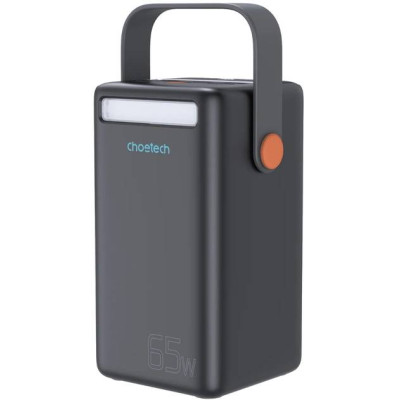 УМБ Choetech 50000mAh, PD3.0 65W USB-C, QC3.0, 3хUSB-A 18W, mirco USB, Li-pol LED Light, чорна
