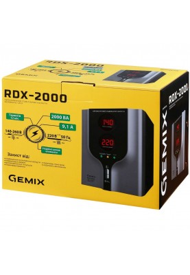 Стабілізатор напруги Gemix RDX-2000, 2000 ВА/1400 Вт, релейний