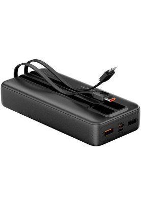 УМБ Vention 20000mAh 22.5W 3A PD, Micro-USB,USB-C,2xUSB-A,Built-in USB-C+Lightning Cables Black