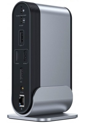Док-станція USB3.2 Type-C-->2xHDMI/2xDP/2xUSB-C/3xUSB/RJ45/SD/TRRS 3.5mm/PD 100W + БЖ 16 in 1 Baseus