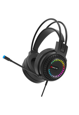 Ігрова гарнітура XTRIKE ME HP-318, USB+3.5мм, 7 режимів RGB, чорна