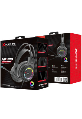 Ігрова гарнітура XTRIKE ME HP-318, USB+3.5мм, 7 режимів RGB, чорна