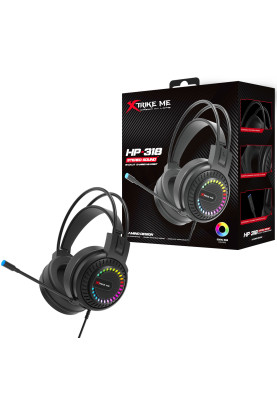 Ігрова гарнітура XTRIKE ME HP-318, USB+3.5мм, 7 режимів RGB, чорна