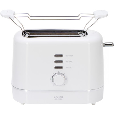 Тостер Adler AD 3224 white 850Вт/ 2 відділення/7 режимів підсмажування/розморожування/підігрів булок