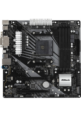 Материнська плата ASRock A320M PRO4-F (AM4/A320, 4*DDR4, HDMI/DVI/VGA, 2xPCI-Ex16, 4xSATAIII, RAID, 2xM.2, Glan, 8ch, mATX)