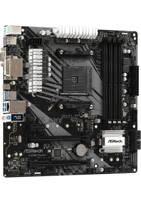 Материнська плата ASRock A320M PRO4-F (AM4/A320, 4*DDR4, HDMI/DVI/VGA, 2xPCI-Ex16, 4xSATAIII, RAID, 2xM.2, Glan, 8ch, mATX)