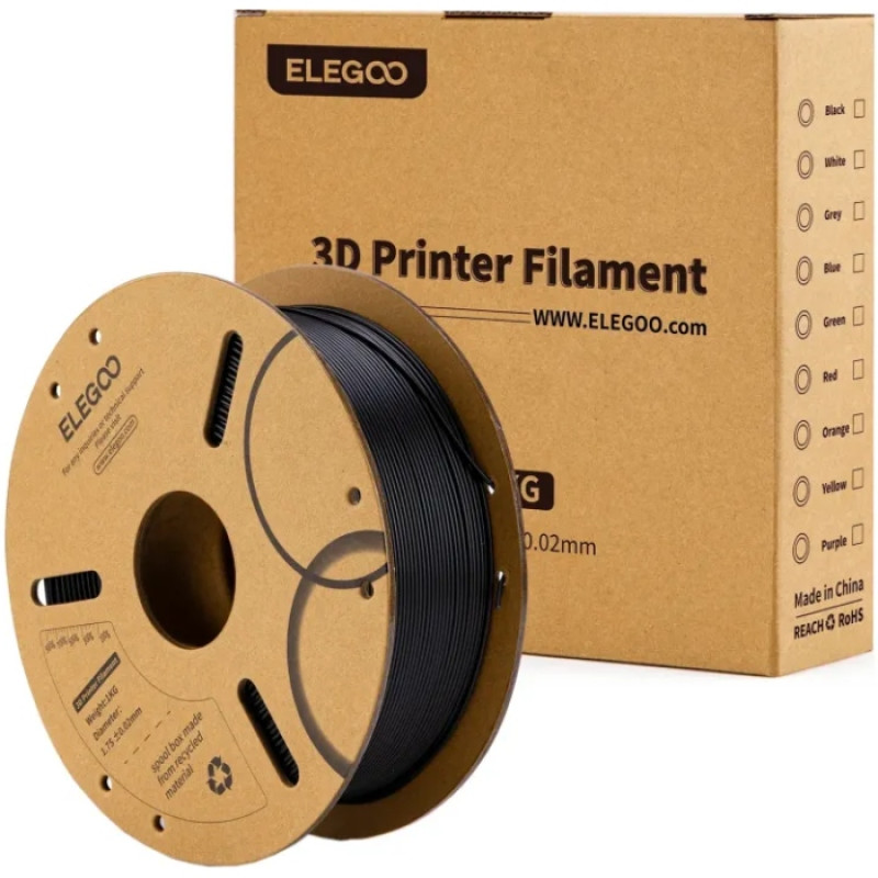 Пластик (Filament) ELEGOO PLA 1кг, 1.75мм, чорний