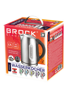 Електрочайник BROCK WK 2302 D 1850-2200Вт/ 1.7л/ встановлення температури нагріву/нерж.сталь