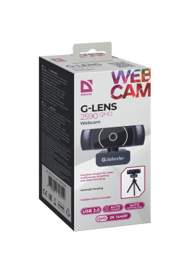 Веб-камера Defender G-lens 2590 QHD 2K 1440p, 3.7МП чорна
