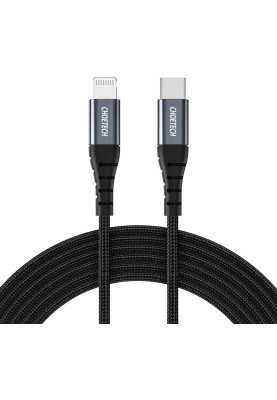 Кабель USB3.1 Type-C M-Lightning M, 2.0 м, MFi PD 20W, обплетення, чорний Choetech
