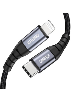 Кабель USB3.1 Type-C M-Lightning M, 2.0 м, MFi PD 20W, обплетення, чорний Choetech