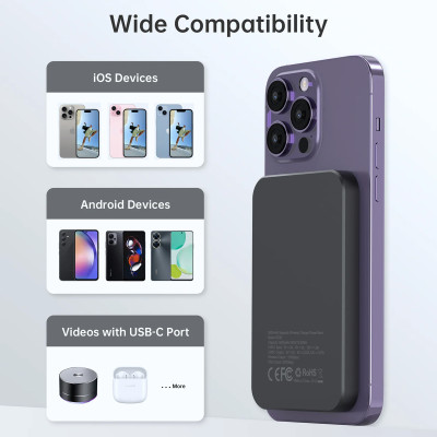 УМБ Choetech Magnetic Wireless 5000mAh 20W PD Qi-15W USB-C In/Out, тонкий, Black УМБ Choetech Magnetic Wireless 5000mAh 20W PD Qi-15W USB-C In/Out, тонкий, Black