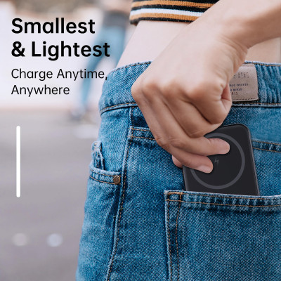 УМБ Choetech Magnetic Wireless 5000mAh 20W PD Qi-15W USB-C In/Out, тонкий, Black УМБ Choetech Magnetic Wireless 5000mAh 20W PD Qi-15W USB-C In/Out, тонкий, Black