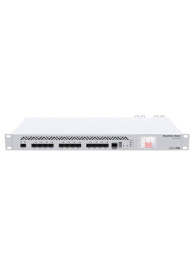 Маршрутизатор Mikrotik CCR1016-12S-1S+, with Tilera Tile-Gx16 CPU (16-cores, 1.2Ghz per core), 2GB RAM, 12xSFP cages, 1xSFP+ cage, RouterOS L6, 1U rackmount case, Dual PSU, LCD panel , r2 version
