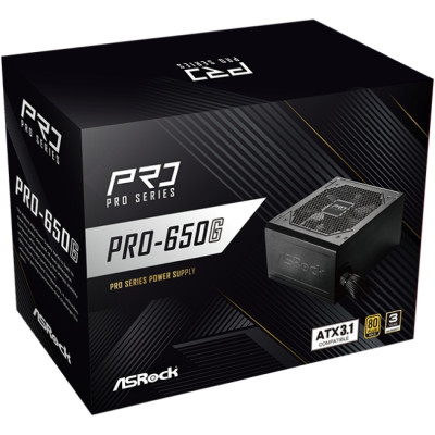 БЖ 650W ASRock PRO PRO-650G 120mm, 80+ Gold, Retail БЖ 650W ASRock PRO PRO-650G 120mm, 80+ Gold, Retail