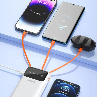 УМБ Dudao 20000mAh K6Pro+ 10W USB-A,USB-C In/Out,with USB-C/Lightning/MicroUSB/USB-A cables White