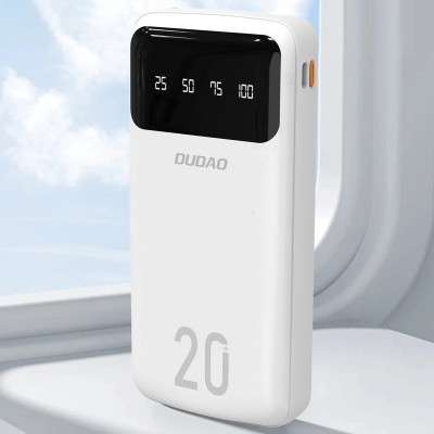 УМБ Dudao 20000mAh K6Pro+ 10W USB-A,USB-C In/Out,with USB-C/Lightning/MicroUSB/USB-A cables White