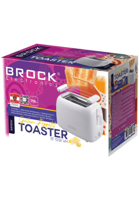Тостер BROCK BT 1008 WH 750Вт/ 2 відділення/мех. управління/розморожування/білий