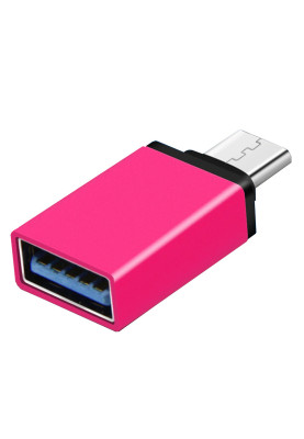 Перехідник USB3.1 Type-C-USB 3.0 AF (OTG) Pink