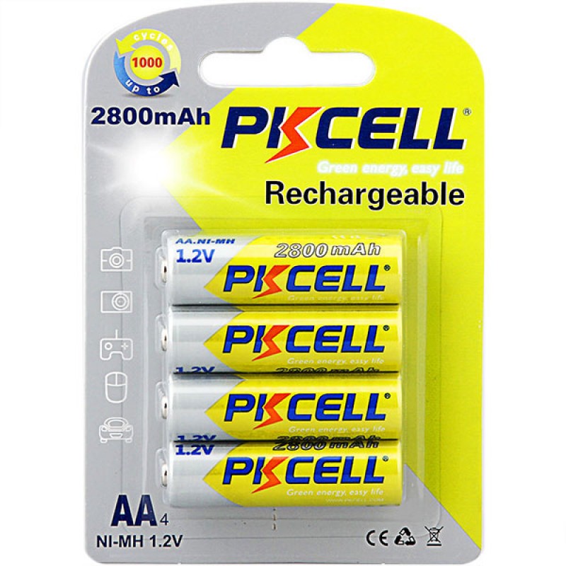 Акумулятор AA 2800mAh, 1.2V Ni-MH, rechargeable battery, PKCELL, 4pcs/card
