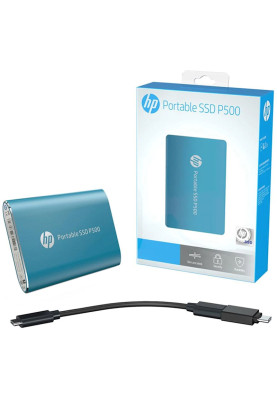 SSD external, USB 3.2 Gen1 Type-C  500Gb, HP P500, TLC, Blue, синій, Retail