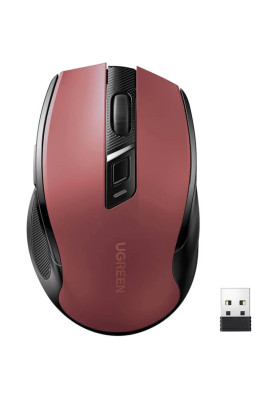 Мишка UGREEN 2.4GHz MU006 Ergonomic, бездротова, 4000dpi., 4кн.,Silence Design, Червона