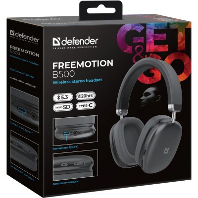 Гарнітура Defender FreeMotion B500 Bluetooth, Сіра Гарнітура Defender FreeMotion B500 Bluetooth, Сіра