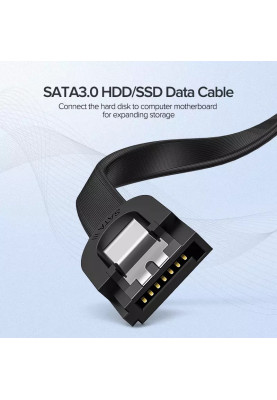 Кабель UGREEN SATA 3.0 F/F, чорний, 50см, US217 чорний