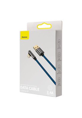 Кабель USB AM-Lightning M, 1 м, 2.4A, 90° Синій, Legend Series Elbow CACS Baseus