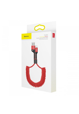 Кабель USB AM-Lightning M, 1 м, 2A, Спіральний-закручений Червоний, Fish eye Spring, CALSR Baseus