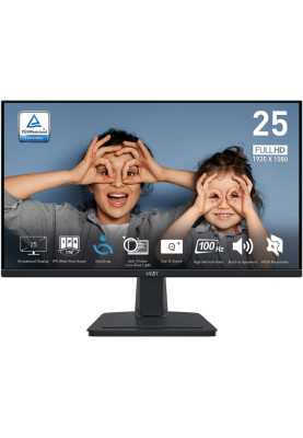TFT 24.5" MSI PRO MP251 D-Sub, HDMI, MM, IPS, 100Hz, 4ms, sRGB 101%, FreeSync, Pivot