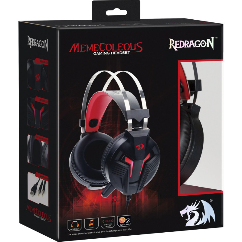 Ігрова гарнітура Redragon Memecoleous чорно-червона, кабель 1.8м.
