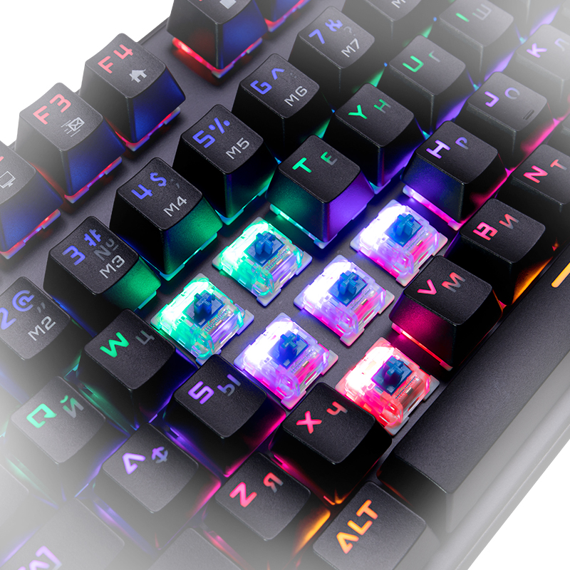 Клавіатура ігрова механічна Hator Starfall, Outemu Blue Rainbow LED Black USB