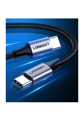 Кабель USB 3.1 Type-C M-M, 1 м, (20V/5A), 100W （10Gbps）Чорний, US355 UGREEN