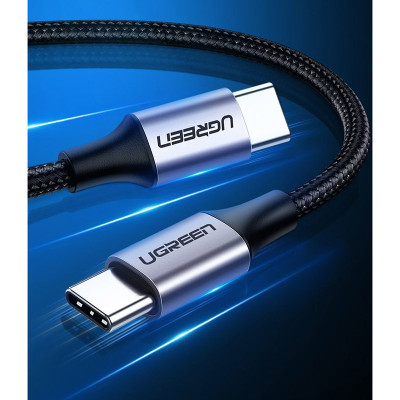 Кабель USB 3.1 Type-C M-M, 1 м, 100W （10Gbps）Чорний, US355 UGREEN