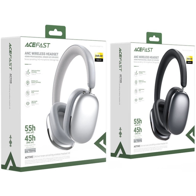 Гарнітура Acefast H9 ANC, Bluetooth, Silver