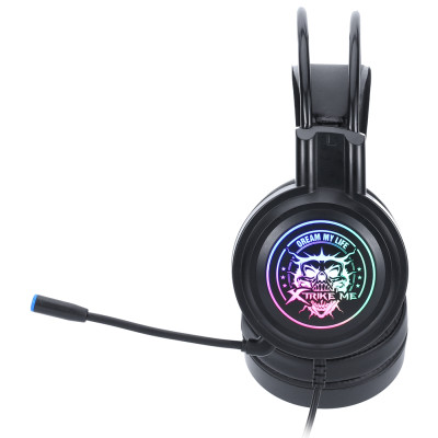 Ігрова гарнітура XTRIKE ME GH-516, USB7.1, статичне RGB, кабель 2м, чорна
