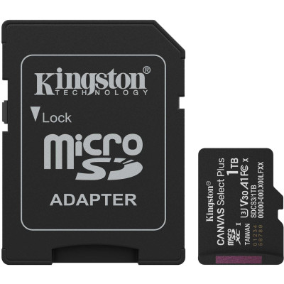 Memory card microSDXC  1TB Kingston Canvas Select Plus Gen3 C10 A1 V30 U3, Retail + adapter