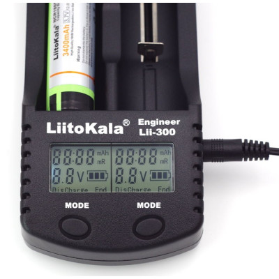 Зарядний пристрій LiitoKala Lii-300, 2x(Lion/NiMH/NiCd), Power Bank, discharge function, display