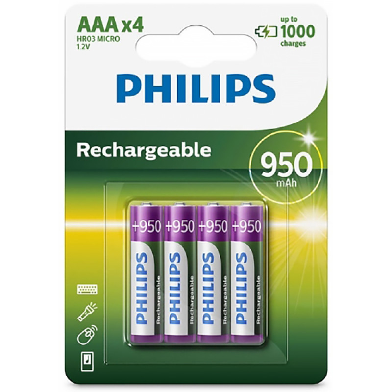 Акумулятор AAA  950mAh   1.2V NI-MH, rechargeable Philips Multilife, 4pcs/card