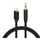 Кабель AUX Lightning-TRS Audio 3.5мм Male/Male 1м Black