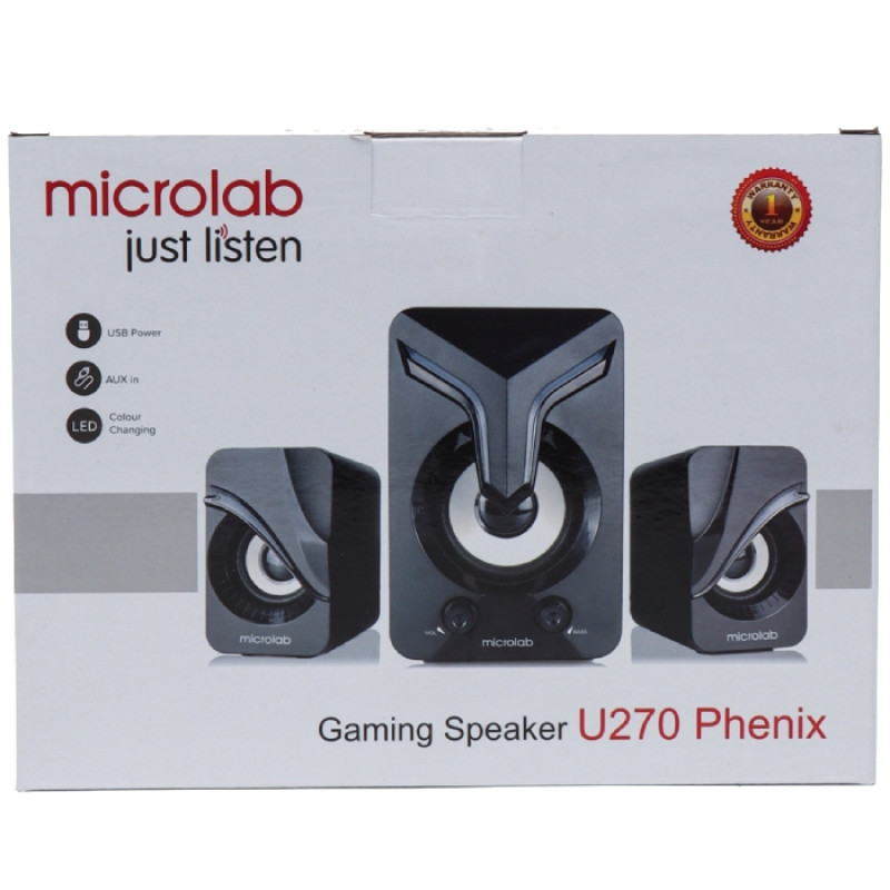 Акустична система 2.1 MICROLAB U-270 11W, USB, LED, чорна