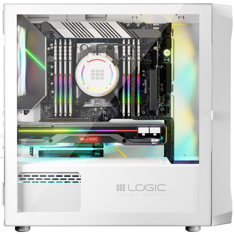 Корпус LogicConcept PORTOS MESH+GLASS ARGB fans 3x120mm WHITE без БЖ mATX