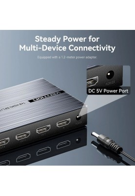 Сплітер HDMI 1.4 UHD 4K 30Hz 3D, HDCP 1x8 ports Чорний Vention