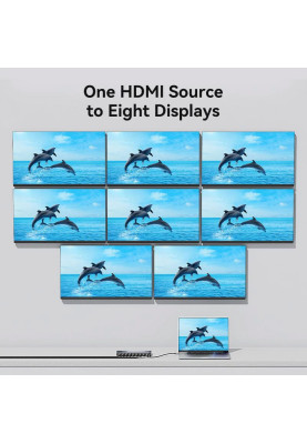 Сплітер HDMI 1.4 UHD 4K 30Hz 3D, HDCP 1x8 ports Чорний Vention