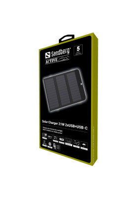 УМБ сонячна 3-Panel 21W Sandberg PD QC3.0 10000 mAh, 2xUSB, Type-C OUT