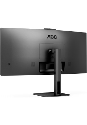 TFT 34" AOC CU34V5CW/BK, WQHD, VA, 100Гц, 1 мс, вигнутий, HDMI, DP, USB-C, USB-hub, webcam, колонки