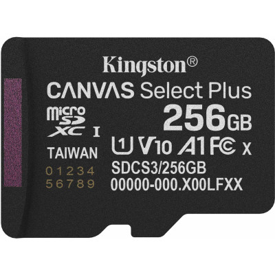 Memory card microSDXC 256GB Kingston Canvas Select Plus Gen3 C10 A1, Retail