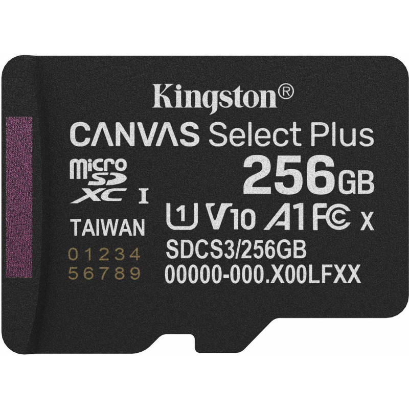 Memory card microSDXC 256GB Kingston Canvas Select Plus Gen3 C10 A1, Retail